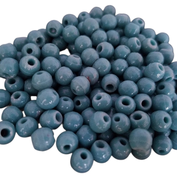 Hand Crafted Other - 108+ Turquoise & Green Ceramic BEADS LOT Round 6 mm NEW bundle set